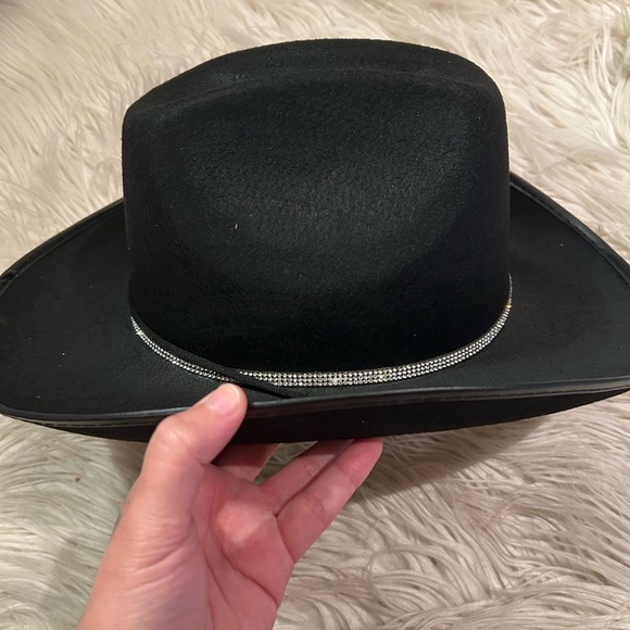 Black Cowboy Hat with Rhinestone Band - Picture 2 of 3